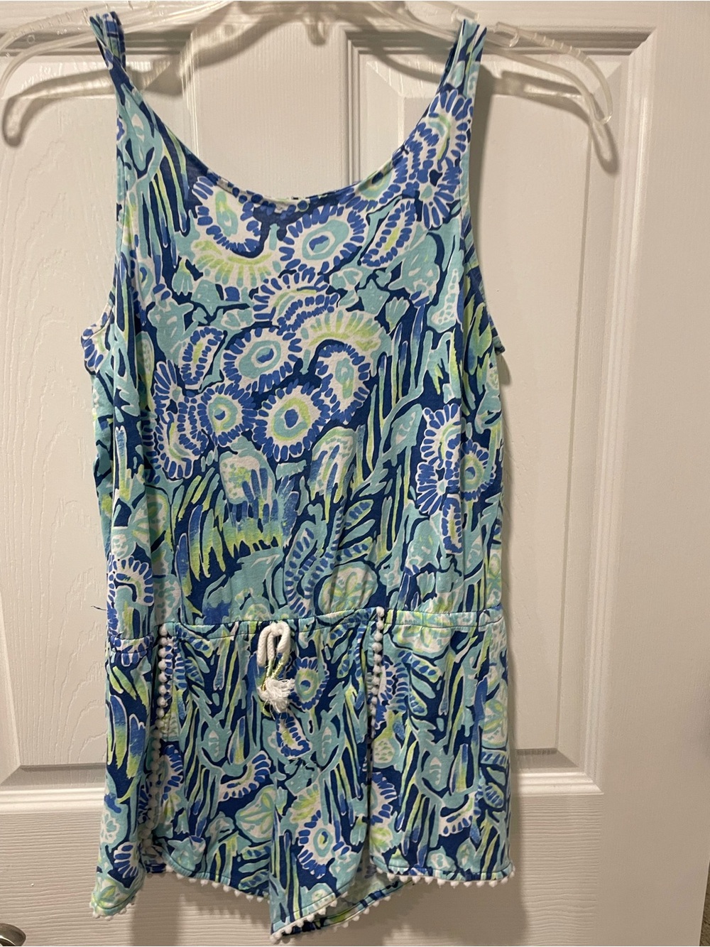 Lilly Pulitzer Blue, Teal & Lime Floral Tank Romper